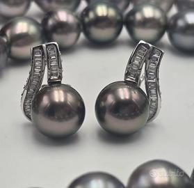 ORECCHINI ORO DIAMANTI PERLE TAHITI