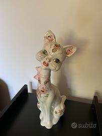 Statua vintage di gatto antropomorfo stile Italia