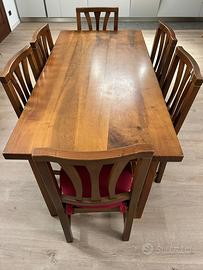 Set tavolo in legn omassello + 6 sedie coordiante