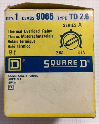 SQUARE D RELE' TERMICO, Class 9065, Type TD 2.6 SE