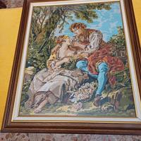Quadro con tela ricamata a mano "Innamorati"