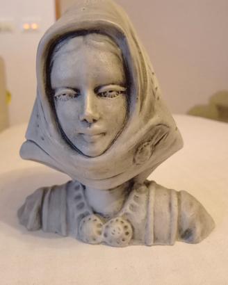 Busto ceramica donna sarda costume anni 70