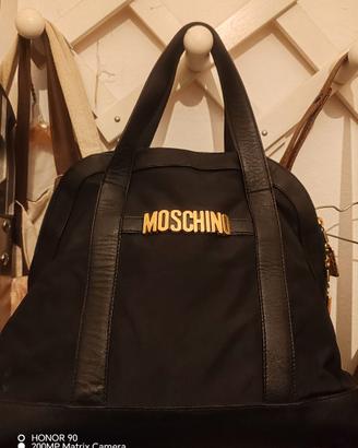 Borsa vintage Moschino nera pelle e nylon 25x35
