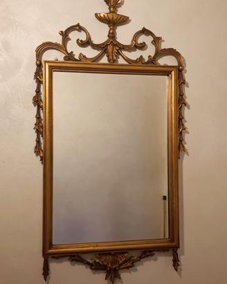 Specchio dorato stile antico / barocco con cimasa