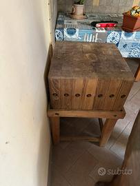 Ceppo in legno antico da macellaio