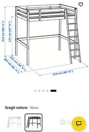 Letto a soppalco Ikea Stora + materasso