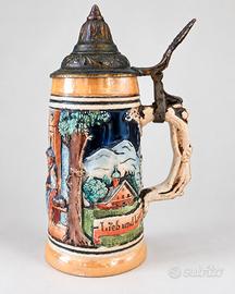 Boccale birra tedesco in ceramica vintage