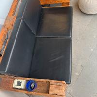 Divanetto legno Epal con cuscini in pelle e acces.