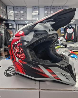 AIROH Casco Cross Wraaap - Cyber - Red - Motor's P