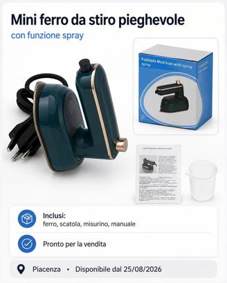 Mini ferro da stiro pieghevole con spray
