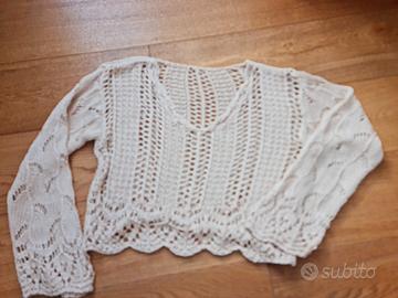 maglione in cotone traforato