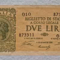 Banconota 2 Lire Luogotenenza “Italia Laureata”