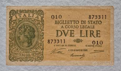 Banconota 2 Lire Luogotenenza “Italia Laureata”