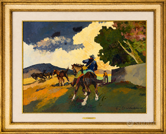 Carlo Domenici pittore quadro olio Buttero