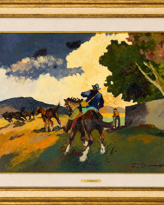 Carlo Domenici pittore quadro olio Buttero