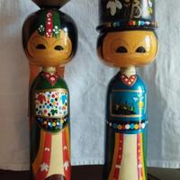 Bambole Kokeshi bobble head anni '60