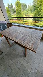 Tavolo pieghevole da esterno in teak con 4 sedie