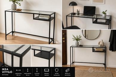 Console Ikea VITTSJO in vetro e metallo nero