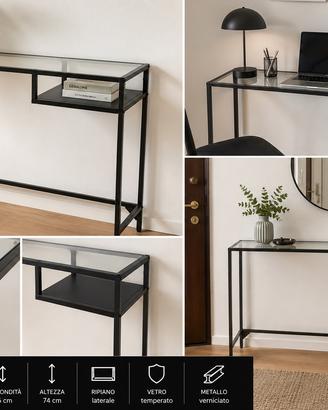 Console Ikea VITTSJO in vetro e metallo nero