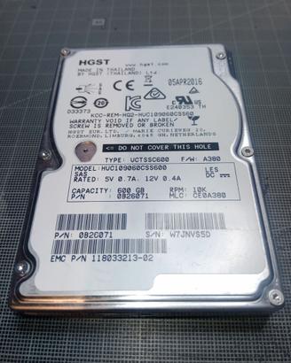 Hard Disk SAS HGST 600 GByte 10.000 RPM