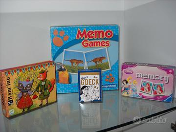 MEMO GAMES E GIOGHI DI CARTE – LOTTO DI 4 GIOCHI