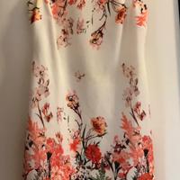 Abito taglia 50/52 smanicato bianco fiori rossi