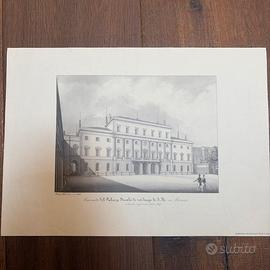 Parma.Riproduzione litografia veduta Pal. Ducale