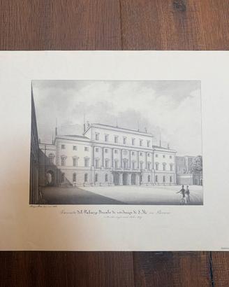Parma.Riproduzione litografia veduta Pal. Ducale