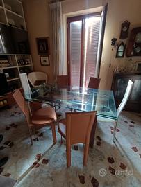 TAVOLO DESIGN CATTELAN CUOIO E CRISTALLO