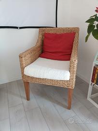 poltroncine in vimini/rattan intrecciato con gambe