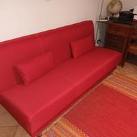 Divano letto sfoderabile e lavabile color rosso