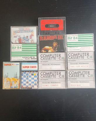 Lotto 10 cassette Commodore 64 vintage anni 80