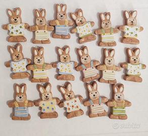 n. 18 coniglietti ceramica chiudipacco