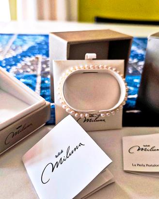 Negoziabil Bracciale Miluna in perle e oro bianco 