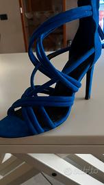 Sandali Zara Basic camoscio blu tacco 10 n.38