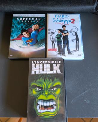 set 3 film DVD e videocassetta 