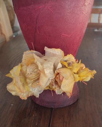 porta candele  vaso in vetro decoupage 
