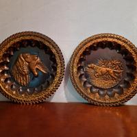 Coppia Piatti in rame sbalzato da parete vintage