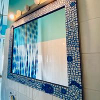 Specchio mosaico blu