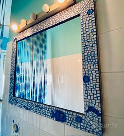 Specchio mosaico blu