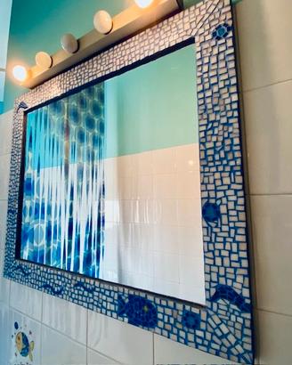 Specchio mosaico blu