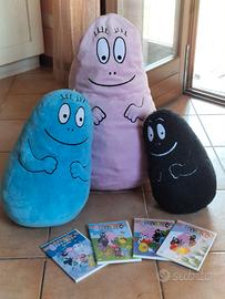 giochi bambini 3 peluche+4 DVD Barbapapà 