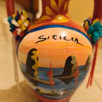 Mezza Quartara Brocca Di Terracotto Dipinta A Mano