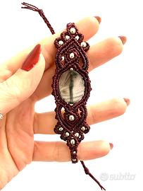 Bracciale/cavigliera macramé con pietra