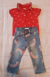 Set polo+jeans bimba, taglia 9/12 mesi (74 cm)