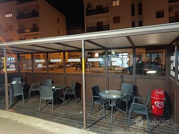 Gazebo bar alluminio con pedana il legno copertura