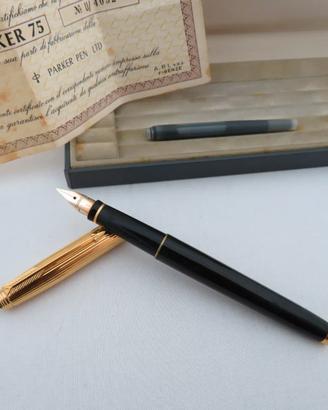 PARKER 75 PENNA STILOGRAFICA BLACK & GOLD PLATED