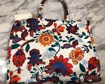 BORSA IN NTESSUTO BIANCA E FLOREALE MIMI MUA