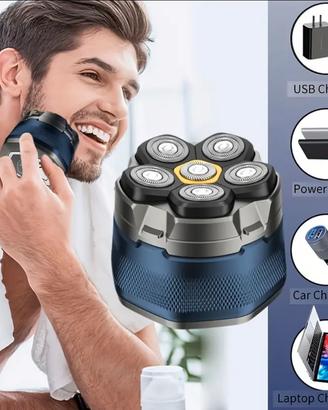 Rasoio uomo elettrico rotativo 6 lame