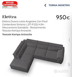 Divano letto matrimoniale angolare con pouf